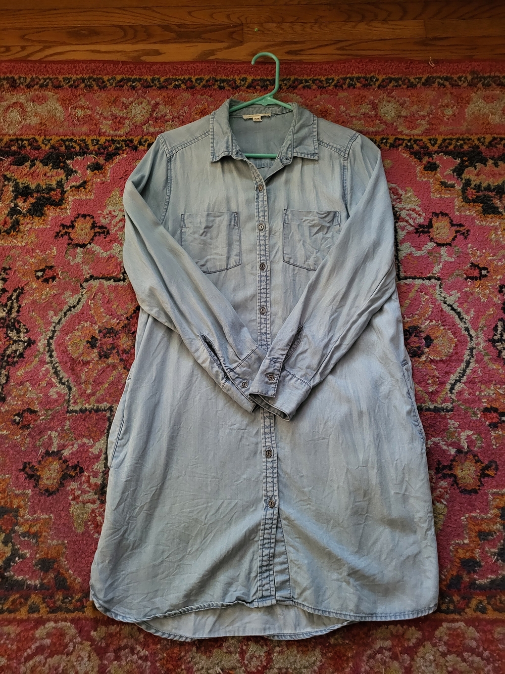 Beach Lunch Lounge Light Wash Denim Shirt Dress With Pockets